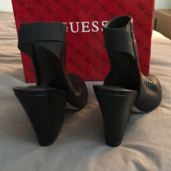 Guess Open Heel Leather Mesh Booties - Picture 5 of 6